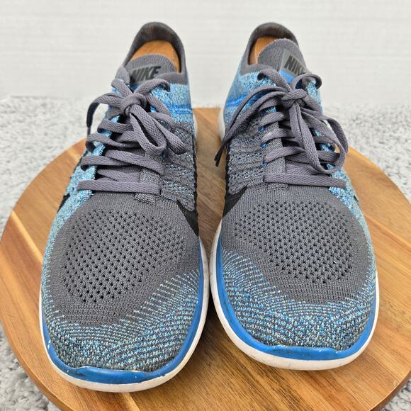 Nike Mens 11 Free 4.0 Flyknit Blue Gray Athletic Daily Running Shoe 631053-014 - Picture 6 of 13